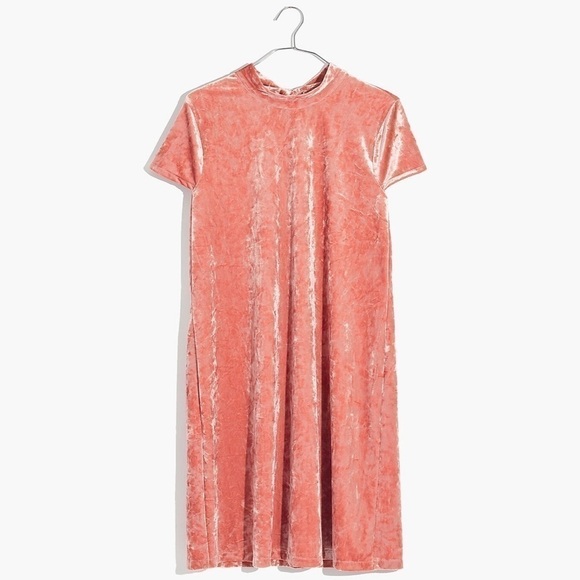 🌟 Madewell Crushed Velvet Mockneck Dress - Rusty Pink - Size M - Picture 1 of 9